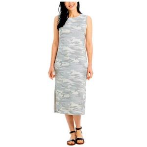 Hilary Radley Ladies' Midi Dress, Gray Camo (size : XS, S, M, L,XL, XXL,2X, 3X)